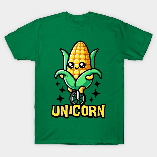 Unicorn! Cute Unicycle Corn Pun T-Shirt by Cute And Punny